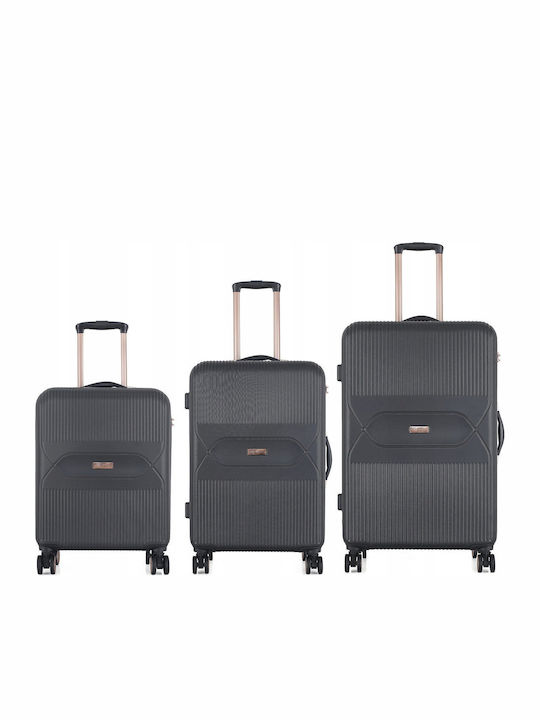 Semi Line Suitcases Hard Black Set 3pcs