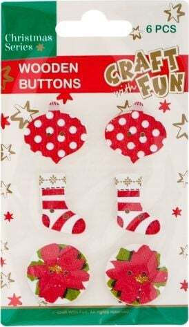 Craft Fun Cf Wooden Christmas Stocking Button Decoration 6pcs 48/288